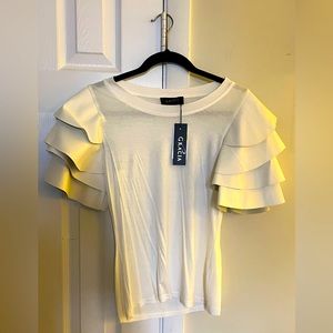 Small off white Gracia shirt with leather layer sleeves